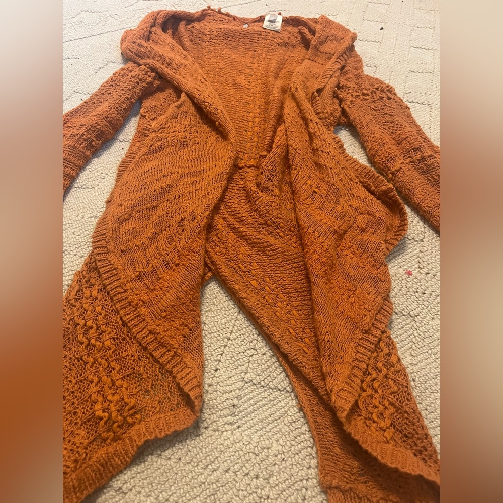 ANTHROPOLOGIE Crochet textured Split Back Cardigan sweater S Knitted & Knotted - Picture 4 of 13